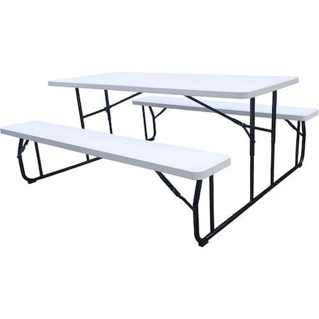 Iceberg Rectangle Folding Picnic Table, Platinum Granite Top/Bench, 8 Seats, 72 in L x 29 in W x 29 in H ICE65925